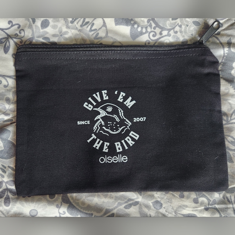 Oiselle Black Give 'Em the Bird Medium Zip Pouch
